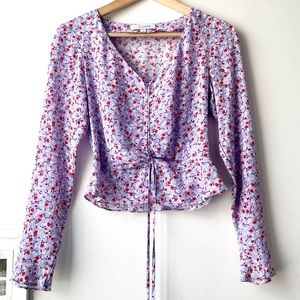 INTERMIX Giada light purple lilac floral printed top